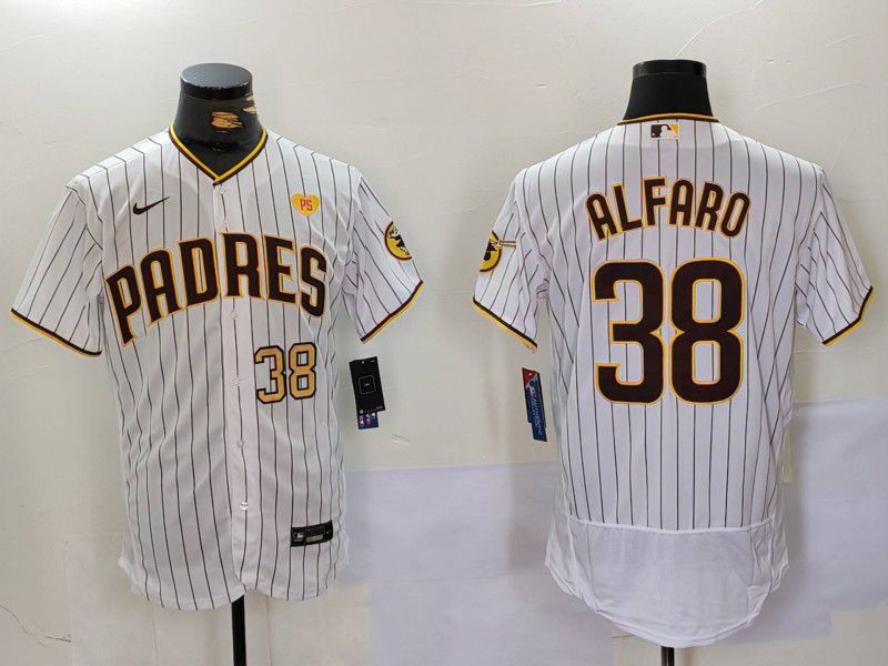 Men San Diego Padres #38 Alfaro White stripe Elite 2024 Nike MLB Jersey style 9024->san diego padres->MLB Jersey